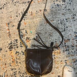 Vintage Coach Brown Leather Hobo Style Crossbody Bag